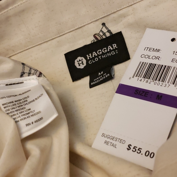 HAGGAR CLOTHING TAN SHIRT SIZE M - Picture 6 of 8